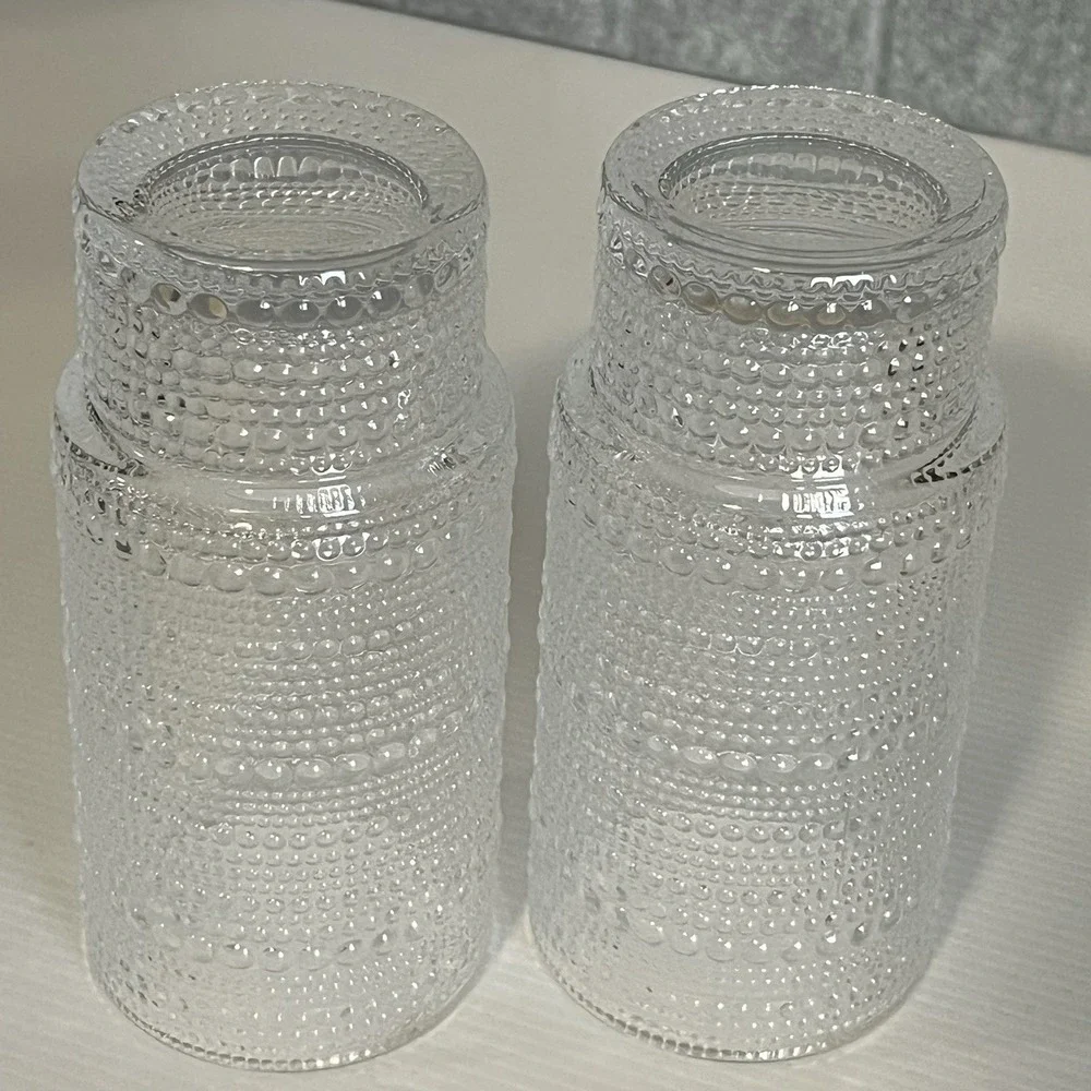 Iridescent Hobnail Glass Tumblers Set of 2